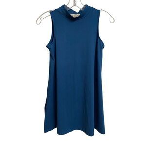 NWT Pink Rose Women's Mock Neck Tank Top Size XS Blue Casual Minimalist Summer